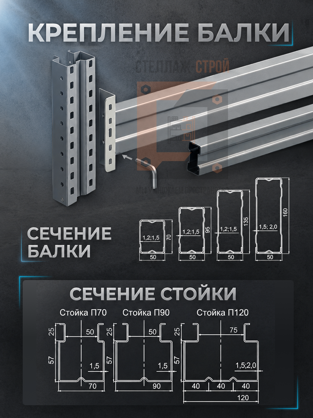 Стеллаж паллетный 2000х1800х1100 1 ярус / 3.6т